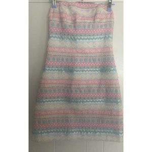 Lilly Pulitzer~Strapless Flirty Multi Ribbon Stripe Pink Dress~ Sz 6 White Label